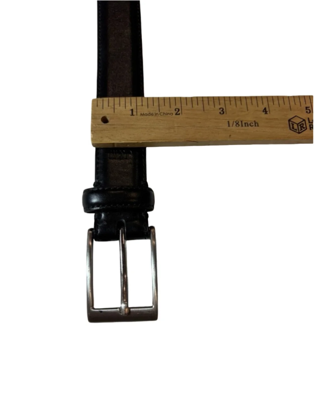 Johnston & Murphy Black Genuine Leather Dress Belt Size 28 Silver Buckle